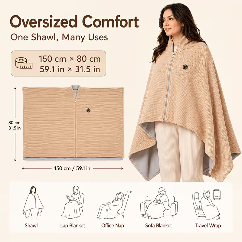 Wearable Heated Shawl 3 Heat Levels Portable Heated Shawl