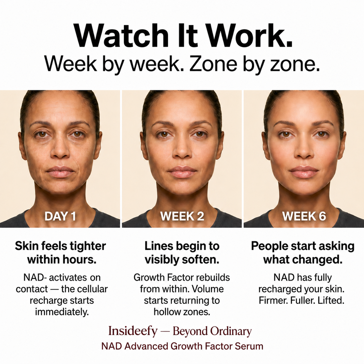[NEW] [Insideefy®]NAD, EGF Firming Serum | NAD, EGF,Collagen Extract, Anti-aging, Plumping, RadianceBoosting Serum | Cares for Look of Fine Lines