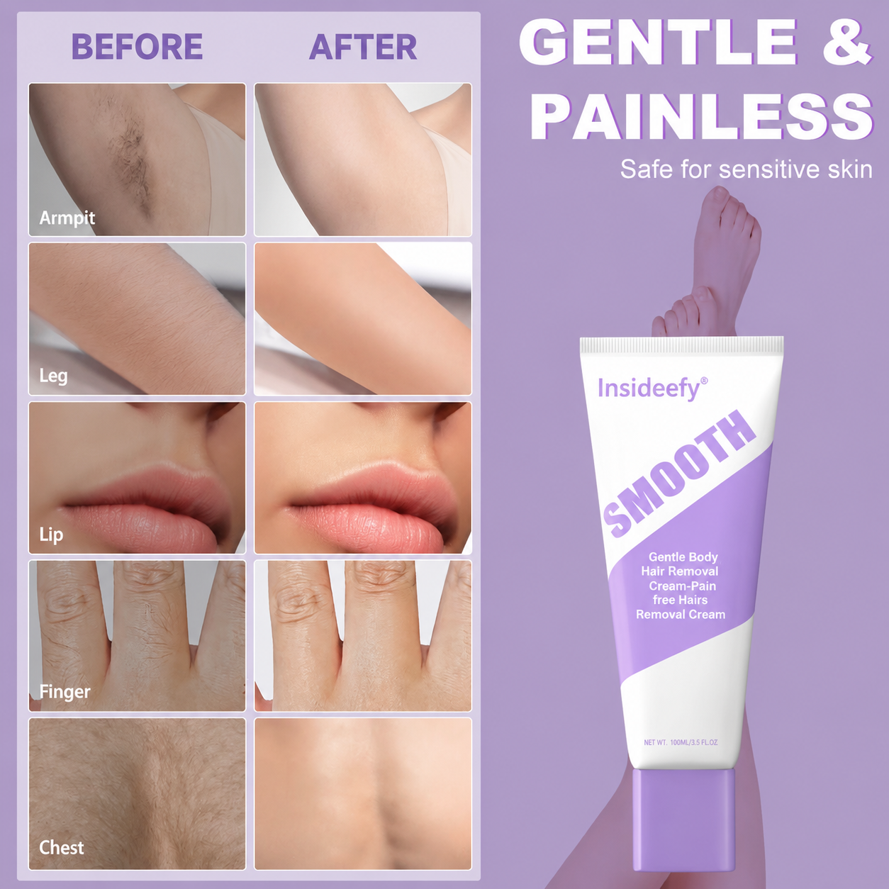 Bikini Pain-Free Hair Removal Cream for Sensitive Skin