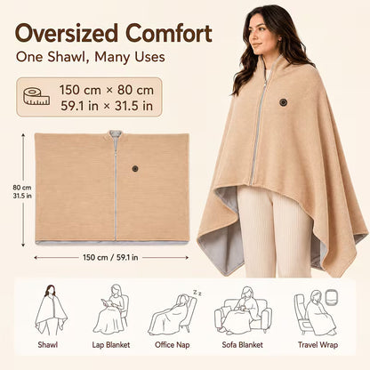 Wearable Heated Shawl 3 Heat Levels Portable Heated Shawl